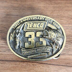 Zebco 33 33rd Anniversary Limited Edition Brass Belt Buckle 1955-1988
